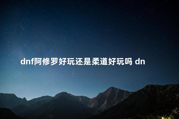 dnf阿修罗好玩还是柔道好玩吗 dnf男柔道